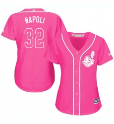 Women's Majestic Cleveland Indians #32 Mike Napoli Replica Pink Fashion Cool Base MLB Jersey
