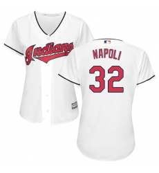 Women's Majestic Cleveland Indians #32 Mike Napoli Replica White Home Cool Base MLB Jersey