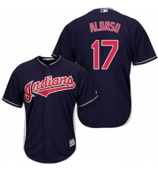 Men's Majestic Cleveland Indians #17 Yonder Alonso Replica Navy Blue Alternate 1 Cool Base MLB Jersey