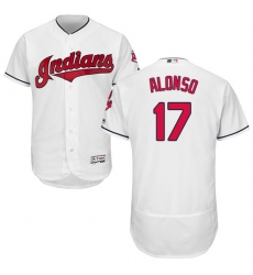 Men's Majestic Cleveland Indians #17 Yonder Alonso White Home Flex Base Authentic Collection MLB Jersey