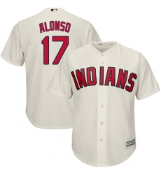 Youth Majestic Cleveland Indians #17 Yonder Alonso Replica Cream Alternate 2 Cool Base MLB Jersey
