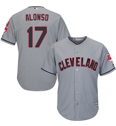 Youth Majestic Cleveland Indians #17 Yonder Alonso Replica Grey Road Cool Base MLB Jersey