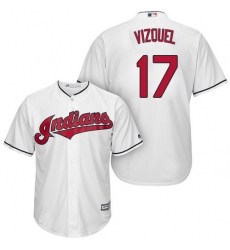 Youth Majestic Cleveland Indians #17 Yonder Alonso Replica White Home Cool Base MLB Jersey