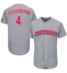 Men's Majestic Cincinnati Reds #4 Cliff Pennington Grey Road Flex Base Authentic Collection MLB Jersey