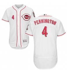 Men's Majestic Cincinnati Reds #4 Cliff Pennington White Home Flex Base Authentic Collection MLB Jersey
