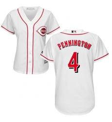 Women's Majestic Cincinnati Reds #4 Cliff Pennington Authentic White Home Cool Base MLB Jersey