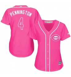 Women's Majestic Cincinnati Reds #4 Cliff Pennington Replica Pink Fashion Cool Base MLB Jersey