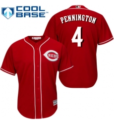 Youth Majestic Cincinnati Reds #4 Cliff Pennington Authentic Red Alternate Cool Base MLB Jersey