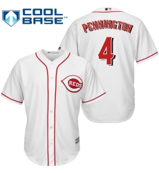 Youth Majestic Cincinnati Reds #4 Cliff Pennington Authentic White Home Cool Base MLB Jersey