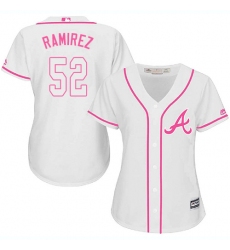 Women's Majestic Atlanta Braves #52 Jose Ramirez Authentic White Fashion Cool Base MLB Jersey