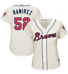 Women's Majestic Atlanta Braves #52 Jose Ramirez Replica Cream Alternate 2 Cool Base MLB Jersey