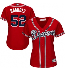 Women's Majestic Atlanta Braves #52 Jose Ramirez Replica Red Alternate Cool Base MLB Jersey