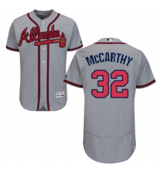 Men's Majestic Atlanta Braves #32 Brandon McCarthy Grey Road Flex Base Authentic Collection MLB Jersey