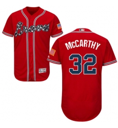 Men's Majestic Atlanta Braves #32 Brandon McCarthy Red Alternate Flex Base Authentic Collection MLB Jersey