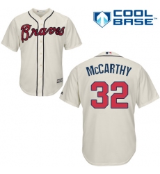 Men's Majestic Atlanta Braves #32 Brandon McCarthy Replica Cream Alternate 2 Cool Base MLB Jersey
