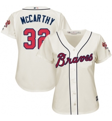 Women's Majestic Atlanta Braves #32 Brandon McCarthy Authentic Cream Alternate 2 Cool Base MLB Jersey