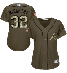 Women's Majestic Atlanta Braves #32 Brandon McCarthy Authentic Green Salute to Service MLB Jersey
