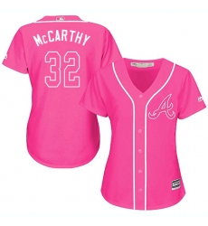 Women's Majestic Atlanta Braves #32 Brandon McCarthy Authentic Pink Fashion Cool Base MLB Jersey