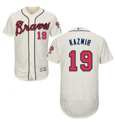 Men's Majestic Atlanta Braves #19 Scott Kazmir Cream Alternate Flex Base Authentic Collection MLB Jersey
