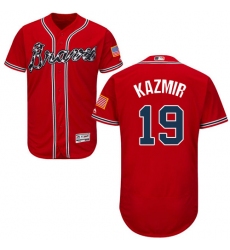 Men's Majestic Atlanta Braves #19 Scott Kazmir Red Alternate Flex Base Authentic Collection MLB Jersey