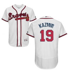 Men's Majestic Atlanta Braves #19 Scott Kazmir White Home Flex Base Authentic Collection MLB Jersey