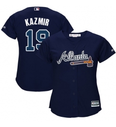 Women's Majestic Atlanta Braves #19 Scott Kazmir Replica Blue Alternate Road Cool Base MLB Jersey