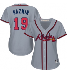Women's Majestic Atlanta Braves #19 Scott Kazmir Replica Grey Road Cool Base MLB Jersey
