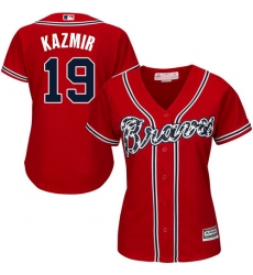 Women's Majestic Atlanta Braves #19 Scott Kazmir Replica Red Alternate Cool Base MLB Jersey