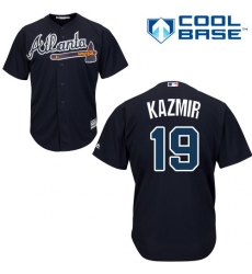 Youth Majestic Atlanta Braves #19 Scott Kazmir Replica Blue Alternate Road Cool Base MLB Jersey