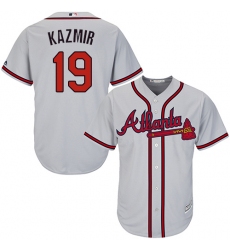 Youth Majestic Atlanta Braves #19 Scott Kazmir Replica Grey Road Cool Base MLB Jersey