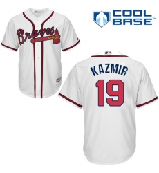 Youth Majestic Atlanta Braves #19 Scott Kazmir Replica White Home Cool Base MLB Jersey