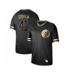 Men's Chicago Cubs #41 Steve Cishek Authentic Black Gold Fashion Baseball Jersey
