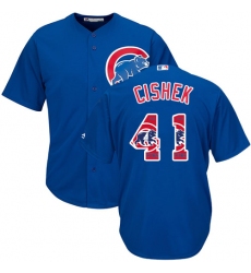 Men's Majestic Chicago Cubs #41 Steve Cishek Authentic Royal Blue Team Logo Fashion Cool Base MLB Jersey