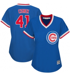 Women's Majestic Chicago Cubs #41 Steve Cishek Replica Royal Blue Cooperstown MLB Jersey