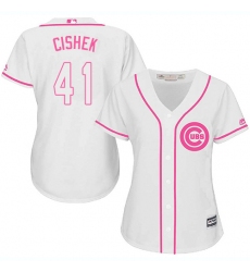 Women's Majestic Chicago Cubs #41 Steve Cishek Replica White Fashion MLB Jersey