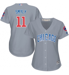 Women's Majestic Chicago Cubs #11 Drew Smyly Replica Grey Road MLB Jersey