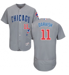 Men's Majestic Chicago Cubs #11 Yu Darvish Grey Road Flex Base Authentic Collection MLB Jersey