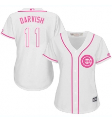 Women's Majestic Chicago Cubs #11 Yu Darvish Authentic White Fashion MLB Jersey