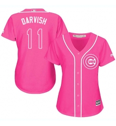 Women's Majestic Chicago Cubs #11 Yu Darvish Replica Pink Fashion MLB Jersey