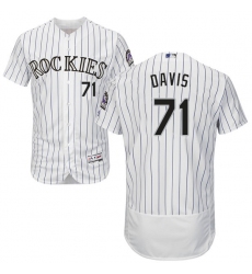 Men's Majestic Colorado Rockies #71 Wade Davis White Home Flex Base Authentic Collection MLB Jersey