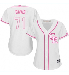 Women's Majestic Colorado Rockies #71 Wade Davis Authentic White Fashion Cool Base MLB Jersey