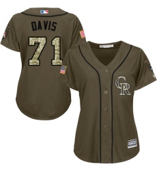 Women's Majestic Colorado Rockies #71 Wade Davis Replica Green Salute to Service MLB Jersey