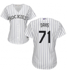 Women's Majestic Colorado Rockies #71 Wade Davis Replica White Home Cool Base MLB Jersey