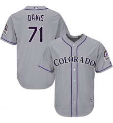 Youth Majestic Colorado Rockies #71 Wade Davis Replica Grey Road Cool Base MLB Jersey