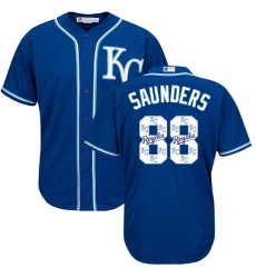 Men's Majestic Kansas City Royals #88 Michael Saunders Blue Authentic Blue Team Logo Fashion Cool Base MLB Jersey