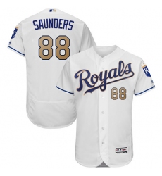 Men's Majestic Kansas City Royals #88 Michael Saunders White Flexbase Authentic Collection MLB Jersey