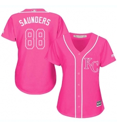 Women's Majestic Kansas City Royals #88 Michael Saunders Authentic Pink Fashion Cool Base MLB Jersey