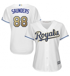 Women's Majestic Kansas City Royals #88 Michael Saunders Authentic White Home Cool Base MLB Jersey