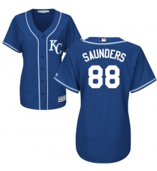 Women's Majestic Kansas City Royals #88 Michael Saunders Replica Blue Alternate 2 Cool Base MLB Jersey