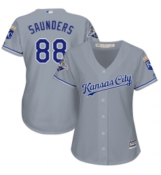 Women's Majestic Kansas City Royals #88 Michael Saunders Replica Grey Road Cool Base MLB Jersey